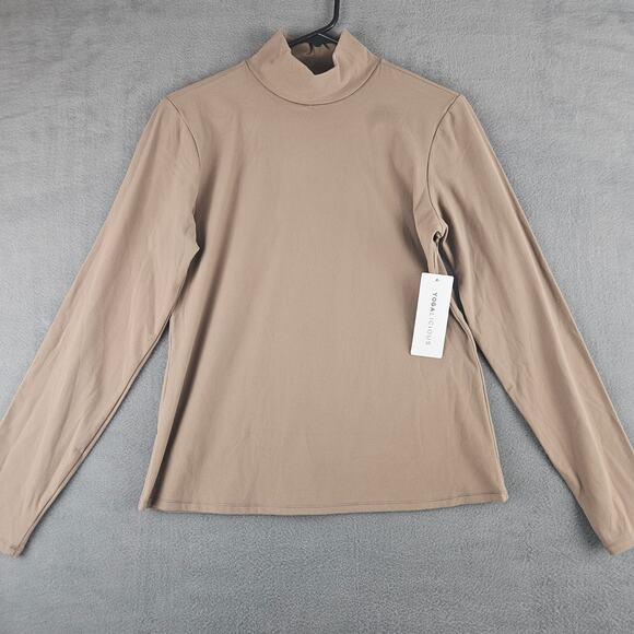 Yogalicious Tops - Yogalicious Taupe Mock Neck Ultra Lush Long Sleeve Good Karma Top Large